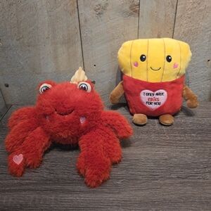 Valentine's Day Lot of 2 Wal-Mart Fluffy Plush Stuffed Toy Holiday Gift Love